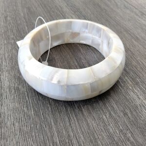 NWT World Market White Abalone Bangle Bracelet
